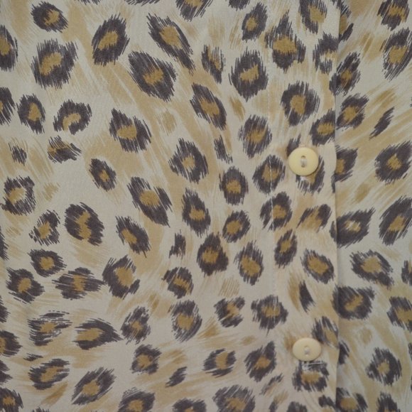 Sz S Anna & Frank Vintage Leopard 100% Silk Shirt - Picture 7 of 11